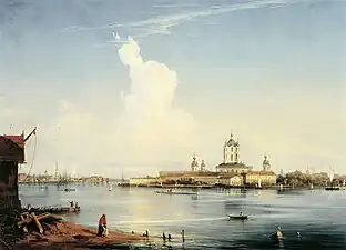 View of Smolny from Bolshaya Okhta, 1851