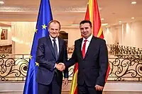 Tusk with Macedonian Prime Minister Zoran Zaev in Skopje, September 2019