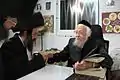 Rabbi Yehoshua Leifer&nbsp;[he], owner of Oz Vehadar, meeting with Rabbi Yosef Shalom Eliashiv