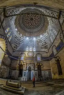 Interior of a mausoleum in the Khanqah-Mosque of Faraj ibn Barquq (built between 1400 and 1411) in the Northern Cemetery of Cairo
