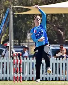 Wellington bowling for Adelaide Strikers during WBBL07