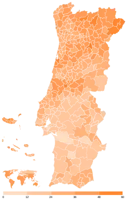 Share of the Social Democratic Party (PSD) by municipality