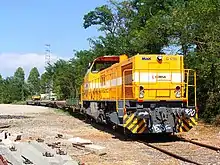 COMSA class 317 locomotive in Caldes de Malavella train station (2010)