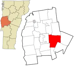 Location in Addison County and the state of Vermont.