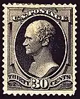 30-cent stamp featuring the bust, issued by the United States Postal Service in 1870