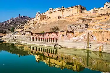 Amer Fort and Jaigarh Fort are connected by subterranean passages, and are known for their artistic Hindu Rajput style elements.