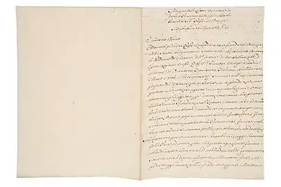 Italian translation of a c. 1694 Persian letter of congratulations sent by Shah Soltan Hoseyn of Safavid Iran to Valier, the newly-elected Doge of Venice. Although the content is mostly honorific and auspicious, the underlining tone serves the political purpose of expanding relations between the two countries in case of an Ottoman insurgence