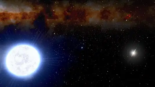 Artist's impression of an evolving white dwarf and millisecond pulsar binary system