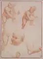 Leonardo da Vinci workshop, Copy of the Studies of an Infant (between 1502 and 1510) Chantilly, Musée Condé
