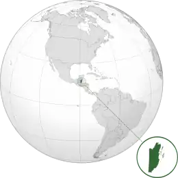 Location of Belize (dark green)in the Americas