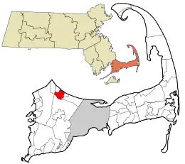 Location in Barnstable County and the state of Massachusetts.