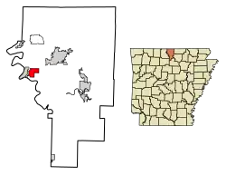 Location of Gassville in Baxter County, Arkansas.