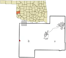 Location in Beckham County and the state of Oklahoma.