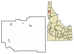 Location of Tensed in Benewah County, Idaho.