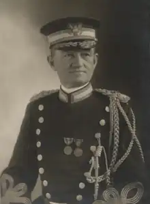 1914 Sepia toned photo of Lieutenant Colonel Benjamin A. Poore in dress uniform, head, shoulders, and arms, facing slightly right, looking left