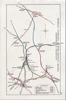 Railway lines around Nostell in 1911