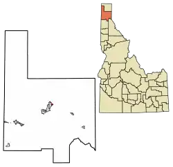 Location of Kootenai in Bonner County, Idaho.