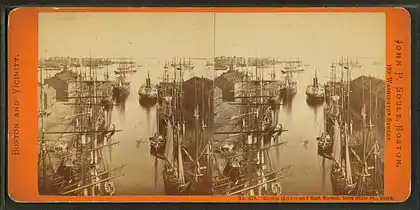 The view of Boston Harbor from State Street Block, ca.19th c.