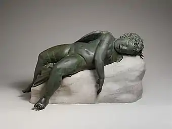 Ancient Greek statue of Eros sleeping; 3rd–2nd century BC; bronze; 41.9 × 35.6 × 85.2&nbsp;cm; Metropolitan Museum of Art