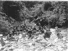 A Dutch military patrol on break during the Aceh War