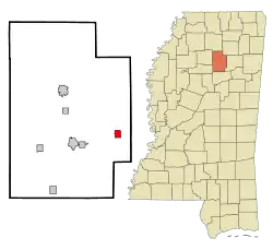 Location of Vardaman, Mississippi