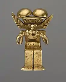 Animal-headed figure pendant (Yotoco); 1st–7th century; gold; height: 6.35&nbsp;cm; Metropolitan Museum of Art (New York City)