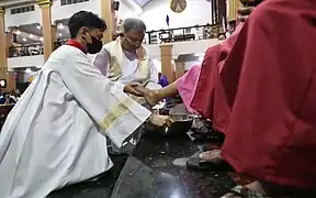 Catholic tradition of Washing of the Feet during the Mass of the Lord's Supper in 2023