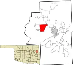 Location within Cherokee County and the state of Oklahoma