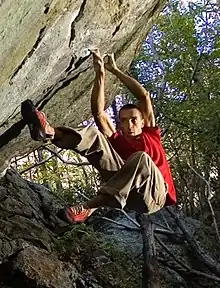 Christian Core on Gioia (Varazze, ITA), first 8C+&nbsp;(V16) boulder in history, 2008