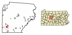Location of New Washington in Clearfield County, Pennsylvania.