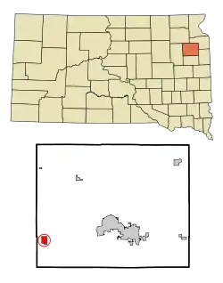 Location in Codington County and the state of South Dakota