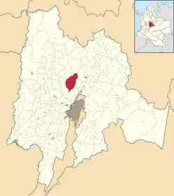 Location of the municipality and town inside Cundinamarca Department of Colombia
