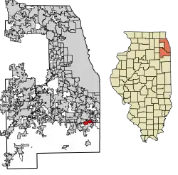 Location of Steger in Cook County, Illinois.