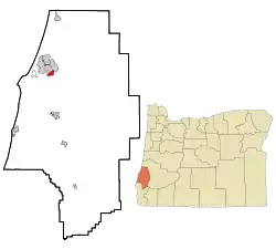 Location of Bunker Hill, Oregon
