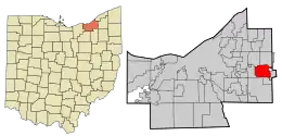 Location in Cuyahoga County and the state of Ohio