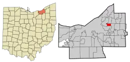 Location in Cuyahoga County and the state of Ohio