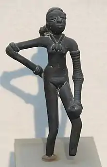 The Dancing Girl; 2400–1900 BC; bronze; height: 10.8 cm; National Museum (New Delhi)