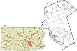 Location of Pennbrook in Dauphin County (right) and of Dauphin County in Pennsylvania (left)