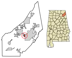 Location of Pine Ridge in DeKalb County, Alabama.
