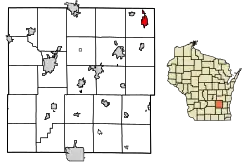 Location of Lomira in Dodge County, Wisconsin.