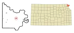 Location within Doniphan County and Kansas