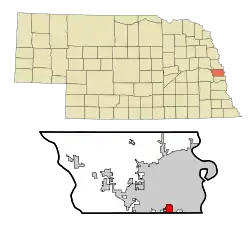 Location of Ralston within Nebraska and Douglas County