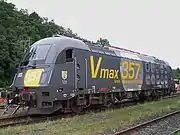 The ÖBB 1216 050, the fastest electric locomotive ever built as of August&nbsp;2012[update]. It is a Siemens ES64U4, a member of the EuroSprinter family.