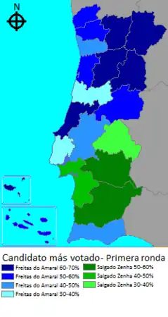 Most voted candidate by district - 1st Round.