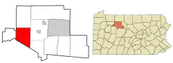 Location in Elk County and the state of Pennsylvania.