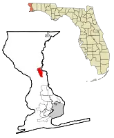 Location in Escambia County and the state of Florida