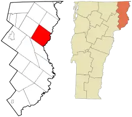 Location in Essex County and the state of Vermont.