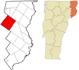 Location in Essex County and the state of Vermont.