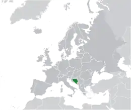 Location of&nbsp;Bosnia and Herzegovina&nbsp;(green)in Europe&nbsp;(dark grey)