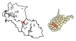 Location of Montgomery in Fayette County, West Virginia